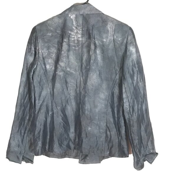 Lafayette 148 Blazer Black Charcoal Gray Silk Size 10P Size 10 Jacket Coat Suit - Picture 7 of 11